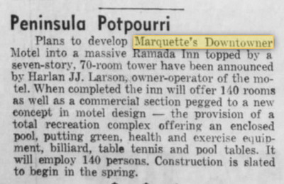 Downtowner Motel - 1971 Article Regarding Ramada Being Built (newer photo)
